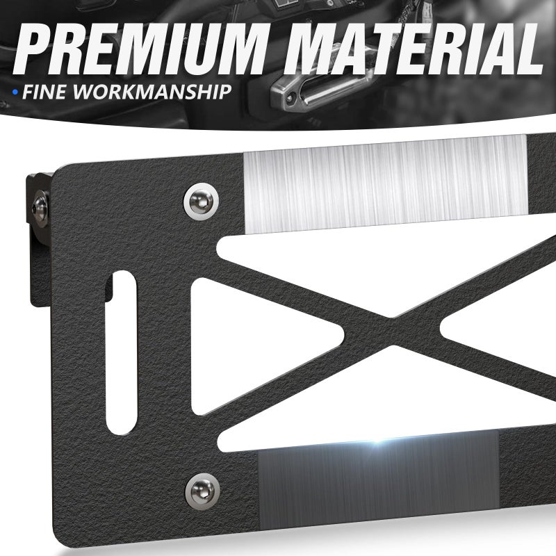 YZONA Flip-Up Universal Winch License Plate Frame Compatible with 10" Hawse Fairlead, Front License Bracket Holder Relocation, Bumper Winch Mount Roller, Fit for Most Off-Road Cars, Pickup Trucks SUVs - Image 3